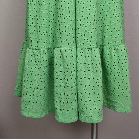 London Times Green Eyelet Ruffle Faux Wrap Midi Dress Size 14W - Picture 12 of 13